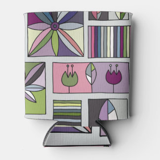 Vintage colourful, hand-drawn geometric pattern. can cooler