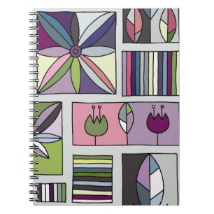 Vintage colourful, hand-drawn geometric pattern. notebook