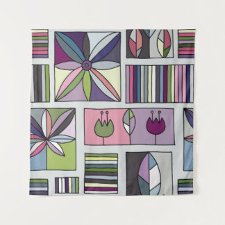 Vintage colourful, hand-drawn geometric pattern. tapestry