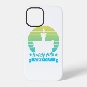 Vintage Colourful Happy 70th birthday Cake iPhone 12 Pro Case