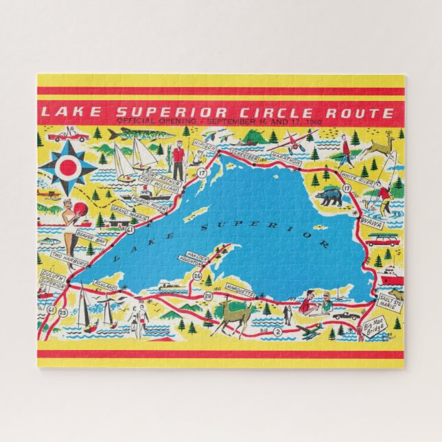 Vintage Colourful Lake Superior Route  Jigsaw Puzzle (Horizontal)