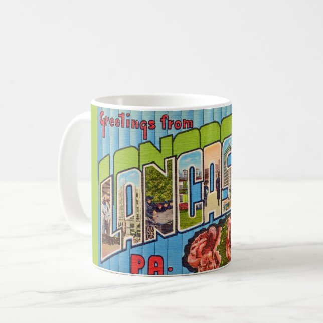 Vintage Colourful Lancaster PA Mug (Front Left)