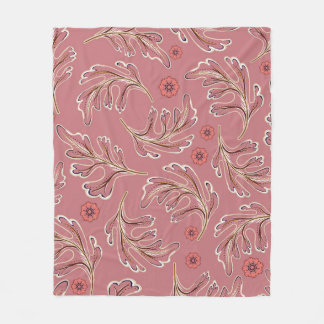 Vintage Colourful Leaves Seamless Pattern Fleece Blanket
