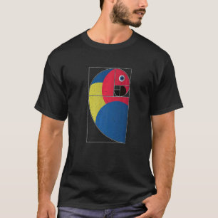 Vintage Colourful Macaw Parrot In Fibonacci Golden T-Shirt