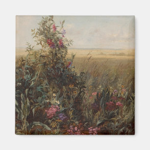 Vintage Colourful Meadow with Wildflowers Design Magnet