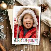 Vintage Colourful Merry Christmas Cute Stars Photo