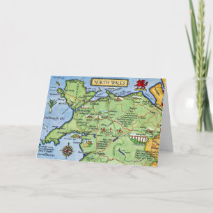 Vintage Colourful North Wales Note Card