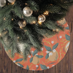 Vintage Colourful Orange Seamless Pattern Brushed Polyester Tree Skirt