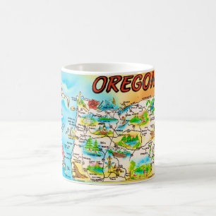 Vintage Colourful Oregon Map  Coffee Mug