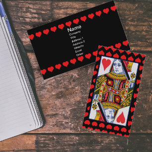 Vintage Colourful Ornate Queen of Hearts Business Card