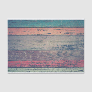 Vintage Colourful Painted Distressed Wood Grain Tissue Paper
