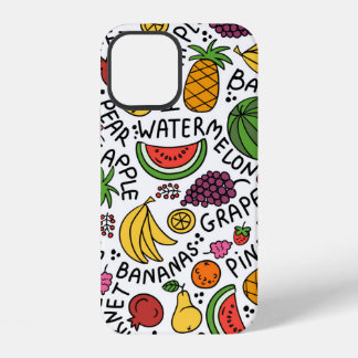 vintage colourful pattern on the theme of food, pr iPhone 12 case