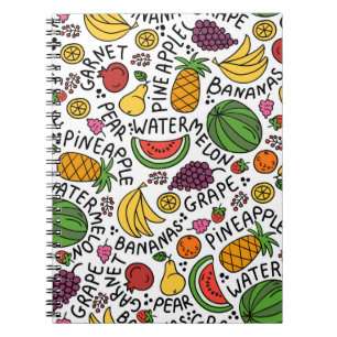 vintage colourful pattern on the theme of food, pr notebook