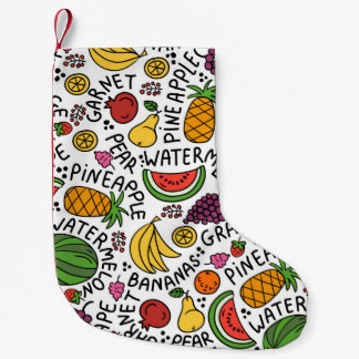vintage colourful pattern on the theme of food, pr small christmas stocking
