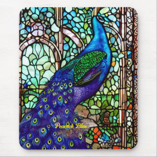 Vintage Colourful Peacock Stained Glass Mouse Mat