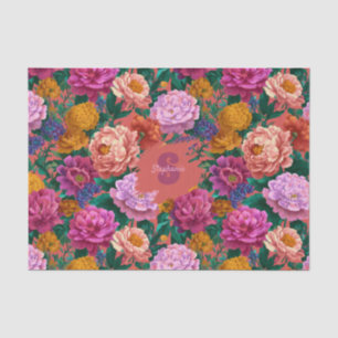 Vintage Colourful Peony Pattern Tissue Paper