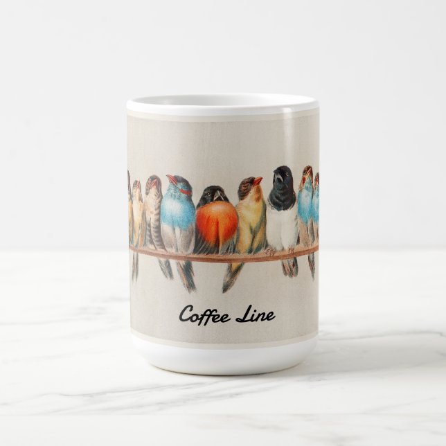 Vintage Colourful Perch of Birds Coffee Mug (Center)
