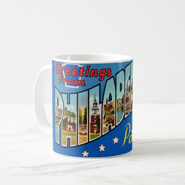 Vintage Colourful Philadelphia Mug (Front Left)