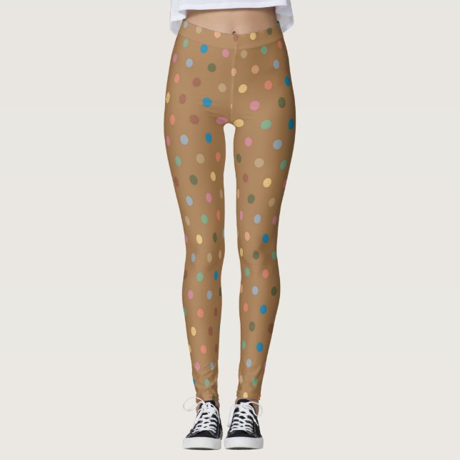 Vintage Colourful Polka Dot Pattern Leggings (Front)