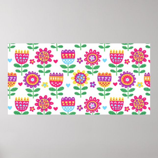 vintage colourful seamless pattern with cheerful f poster (Front)