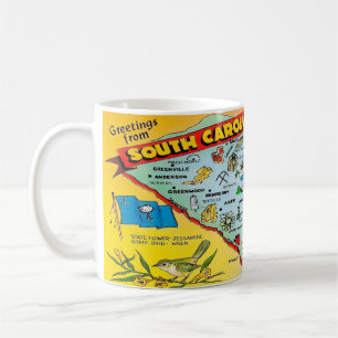 Vintage Colourful South Carolina Map Mug