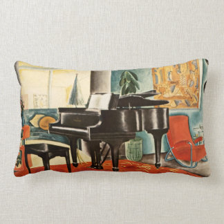 Vintage Colourful Steinway Piano Instrument Ad Art Lumbar Cushion