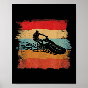 Vintage Colourful Stripes Jet Skiing Lover Jet Ski Poster