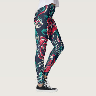 Vintage Colourful Tattoos Leggings