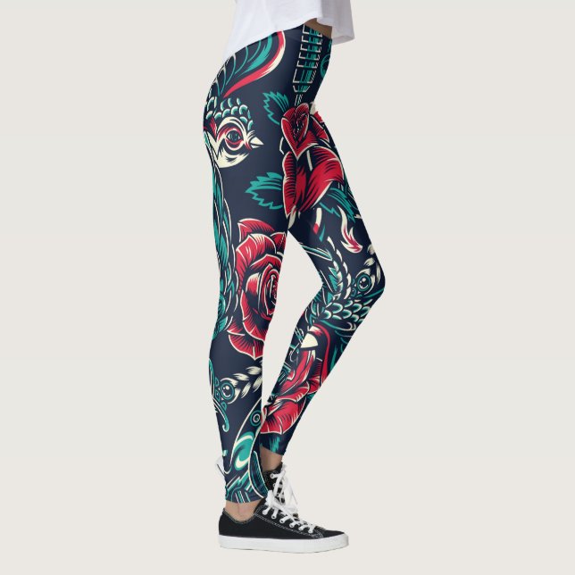 Vintage Colourful Tattoos Leggings (Right)