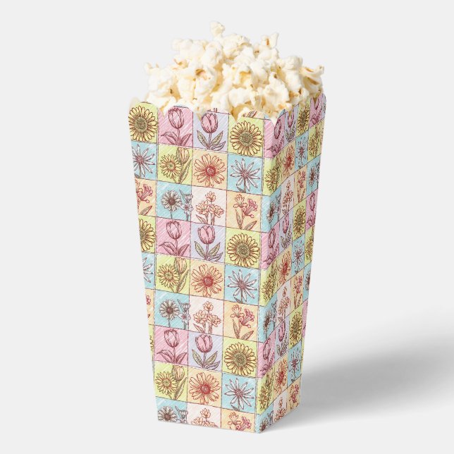 Vintage Colourful trendy Flowers pattern Birthday  Favour Box (Popped)