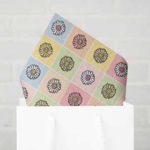 Vintage Colourful trendy Flowers pattern Birthday Tissue Paper