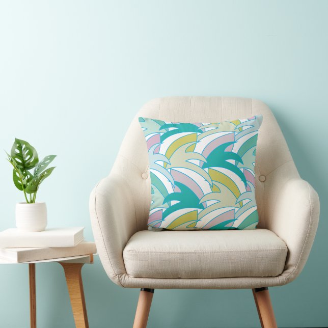 Vintage Colourful Tropical Leaves Vintage Cushion (Chair)