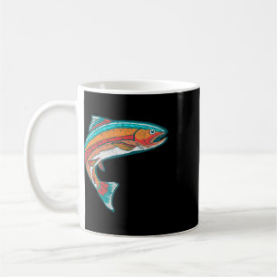 Vintage Colourful Trout Fishing Retro Fish Graphic Coffee Mug