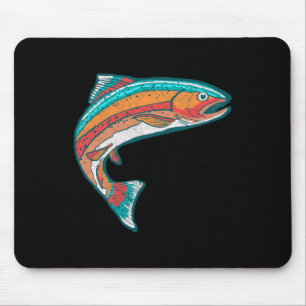 Vintage Colourful Trout Fishing Retro Fish Graphic Mouse Mat