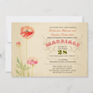vintage colourful typographic wedding invitation
