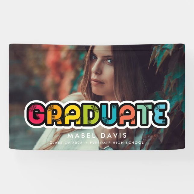 Vintage colourful typography Photo Graduate Banner (Horizontal)