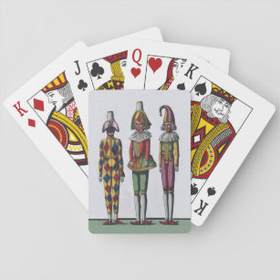 Vintage Colourful Whimsical Three Jester Dolls Playing Cards