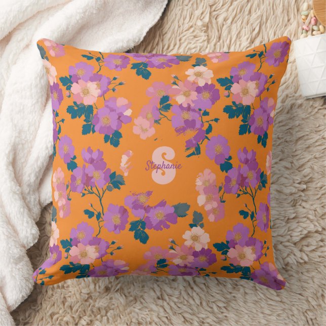 Vintage Colourful Wild Roses Pattern Cushion (Blanket)