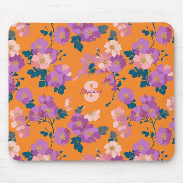 Vintage Colourful Wild Roses Pattern Mouse Mat (Front)