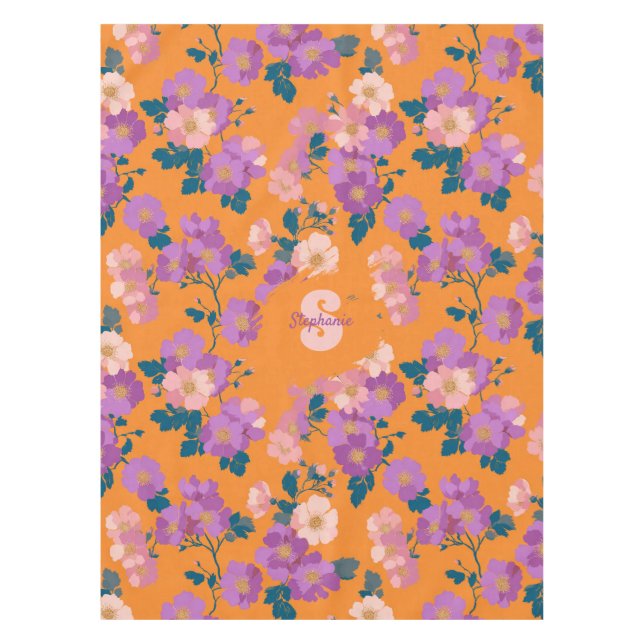 Vintage Colourful Wild Roses Pattern Tablecloth (Front)