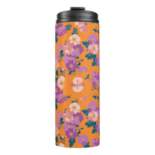 Vintage Colourful Wild Roses Pattern Thermal Tumbler
