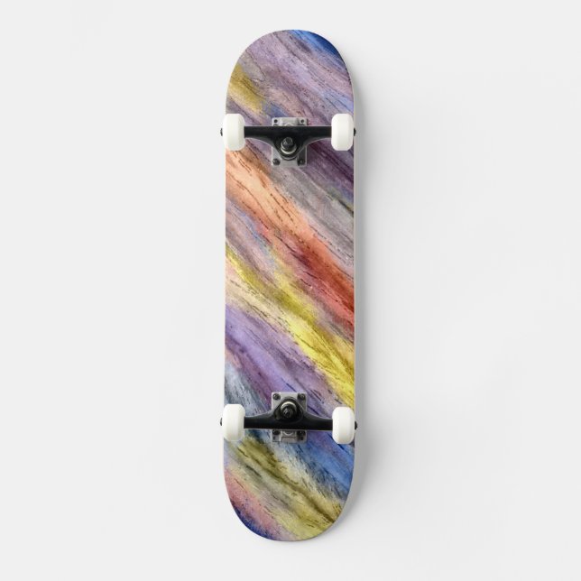 Vintage Colourful Wood Abstract Art 2 Skateboard (Front)