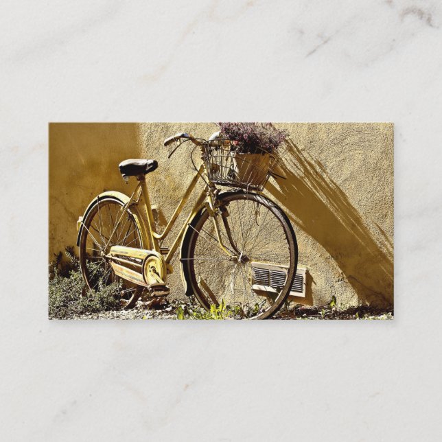 Vintage Colourful Yellow Bicycle Business Card (Front)