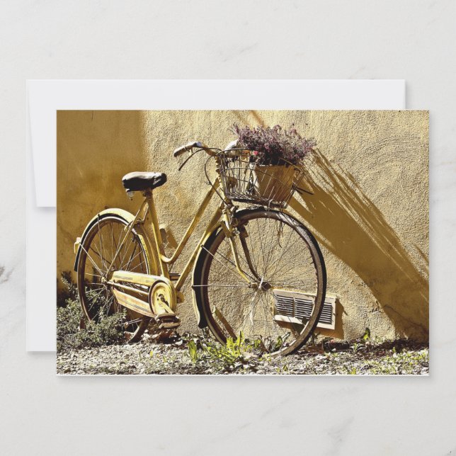 Vintage Colourful Yellow Bicycle  Invitation (Front)