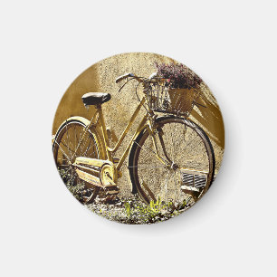 Vintage Colourful Yellow Bicycle        Magnet