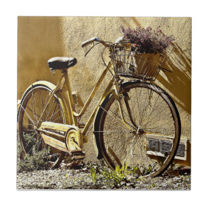 Vintage Colourful Yellow Bicycle Tile