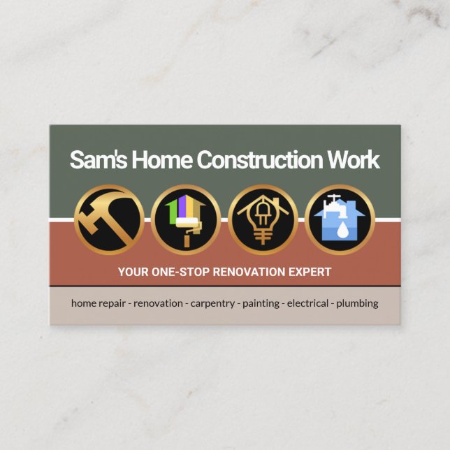Vintage Colours Handyman Tools Construction Builde Business Card (Front)