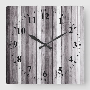 Vintage Colours Wood Look #10 Square Wall Clock