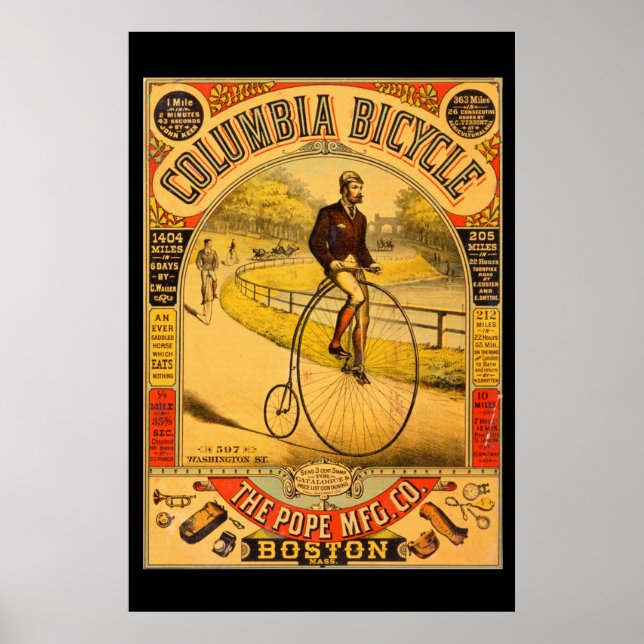 Vintage Columbia Bicycle 36 x 24 Reprint Poster (Front)