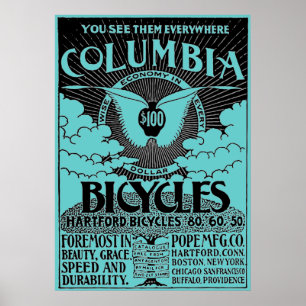 Vintage Columbia Bicycles Advertisement Poster